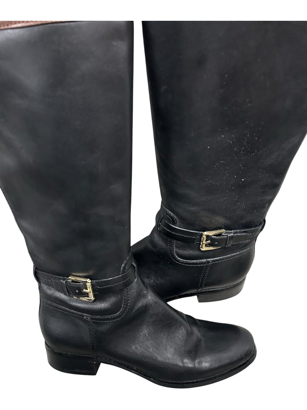 Michael Kors Stockard Fulton Harness Two-toned tall leather Boots Size 7 - Picture 5 of 6